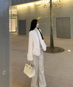 White Thickened Eco-Friendly Fur Coat for Women, Designer Quality Winter Outerwear, Chic and Stylish Winter Fashion