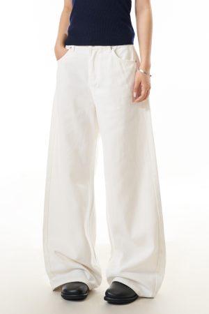 White Washed Denim Wide-Leg Pants for Women - American Trendy Casual Loose Fit Slimming Style for Effortless Y2K Fashion