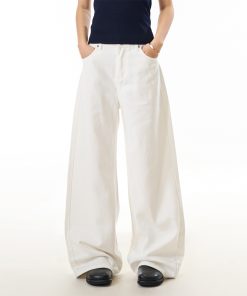 White Washed Denim Wide-Leg Pants for Women - American Trendy Casual Loose Fit Slimming Style for Effortless Y2K Fashion