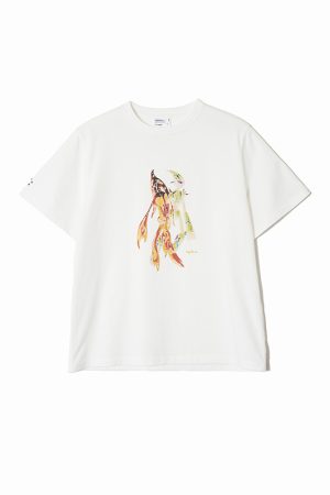 White/Khaki Biochemical Human Print Short Sleeve T-Shirt - 90s Inspired Graphic Tee, Casual Streetwear Style