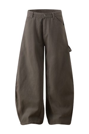 Wide-Leg Baggy Curved Blade Pants - Casual American Banana Style for a Cleanfit Look