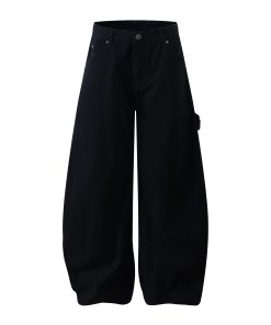 Wide-Leg Baggy Curved Blade Pants - Casual American Banana Style for a Cleanfit Look
