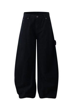 Wide-Leg Baggy Curved Blade Pants - Casual American Banana Style for a Cleanfit Look