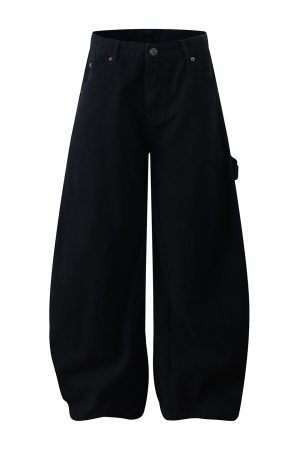 Wide-Leg Baggy Curved Blade Pants - Casual American Banana Style for a Cleanfit Look
