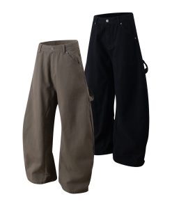 Wide-Leg Baggy Curved Blade Pants - Casual American Banana Style for a Cleanfit Look