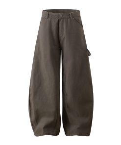 Wide-Leg Baggy Curved Blade Pants - Casual American Banana Style for a Cleanfit Look