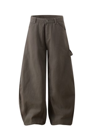 Wide-Leg Baggy Curved Blade Pants - Casual American Banana Style for a Cleanfit Look
