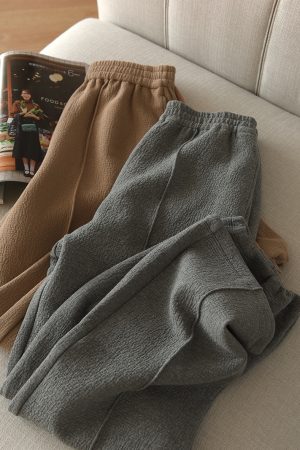 Wide-Leg Casual Sweatpants with Strong Twisted Texture and Three-Dimensional Cutting, Relaxed Elastic Waist, Trendy 2025 Style
