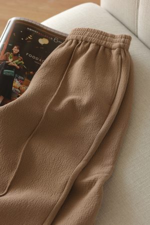 Wide-Leg Casual Sweatpants with Strong Twisted Texture and Three-Dimensional Cutting, Relaxed Elastic Waist, Trendy 2025 Style