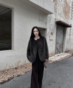 Wide-Leg Corduroy Casual Pants for Women - Pleated Design, Floor-Length, Relaxed Fit, Versatile Spring/Summer Fashion