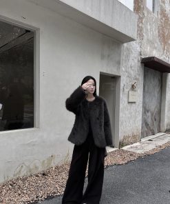 Wide-Leg Corduroy Casual Pants for Women - Pleated Design, Floor-Length, Relaxed Fit, Versatile Spring/Summer Fashion