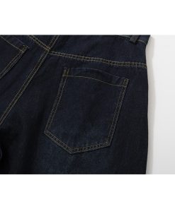 Wide-Leg Curved Denim Pants with Chain Decoration - American Street Style Coating Wash, Trendy 90s Vintage Look