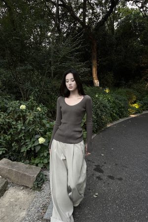 Wide-Leg Denim Pants for Women - Loose Versatile Casual Style, Gathered Draping, Washed Floor-Length Trousers for Spring Summer