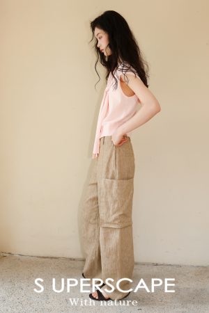 Wide-Leg Linen Pants in Old Money Style - Breathable Draped Workwear with Pockets for Effortless Chic