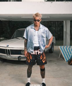 Wide Short Sleeve American Street Style Shirt with Evil Star Witch Embroidery - Trendy Oversized Acetic Acid Top