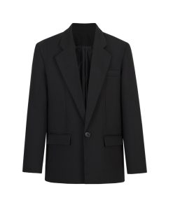 Wide-Shouldered Loose-Fitting Black Suit Jacket for Women - Casual Autumn Blazer, Chic Modern Style