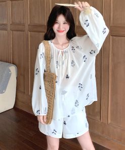Windproof Sunscreen Top and Embroidered Wide-Leg Pants Set for Women - 2025 Summer Casual Fashion Two-Piece Outfit