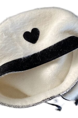 Winter Beret Hat for Women - Heart Rabbit Fur Painter Style, Easy-Breezy Girlfriend Look, Gentle Temperament Fashion Accessory