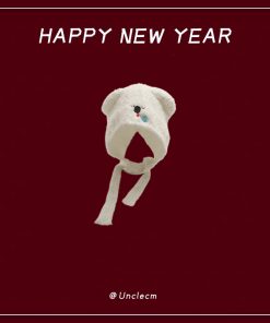 Winter Fair Isle Knitted Balaclava Hat for Women - Retro New Year Style Scarf for Christmas Atmosphere