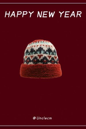 Winter Fair Isle Knitted Balaclava Hat for Women - Retro New Year Style Scarf for Christmas Atmosphere