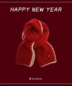 Winter Fair Isle Knitted Balaclava Hat for Women - Retro New Year Style Scarf for Christmas Atmosphere