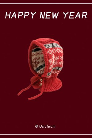 Winter Fair Isle Knitted Balaclava Hat for Women - Retro New Year Style Scarf for Christmas Atmosphere