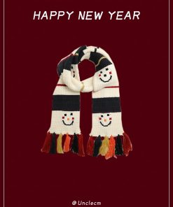 Winter Fair Isle Knitted Balaclava Hat for Women - Retro New Year Style Scarf for Christmas Atmosphere