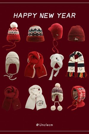 Winter Fair Isle Knitted Balaclava Hat for Women - Retro New Year Style Scarf for Christmas Atmosphere