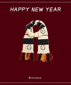 Winter Fair Isle Knitted Balaclava Hat for Women - Retro New Year Style Scarf for Christmas Atmosphere