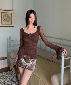 Winter Fashion Outfits Casual, Casual Outfits For Teens - Rose Mesh Ruffled Top