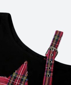 Winter Formal Outfits For Women Classy, Emo Style Ideas - Grunge Plaid Star Patch Top
