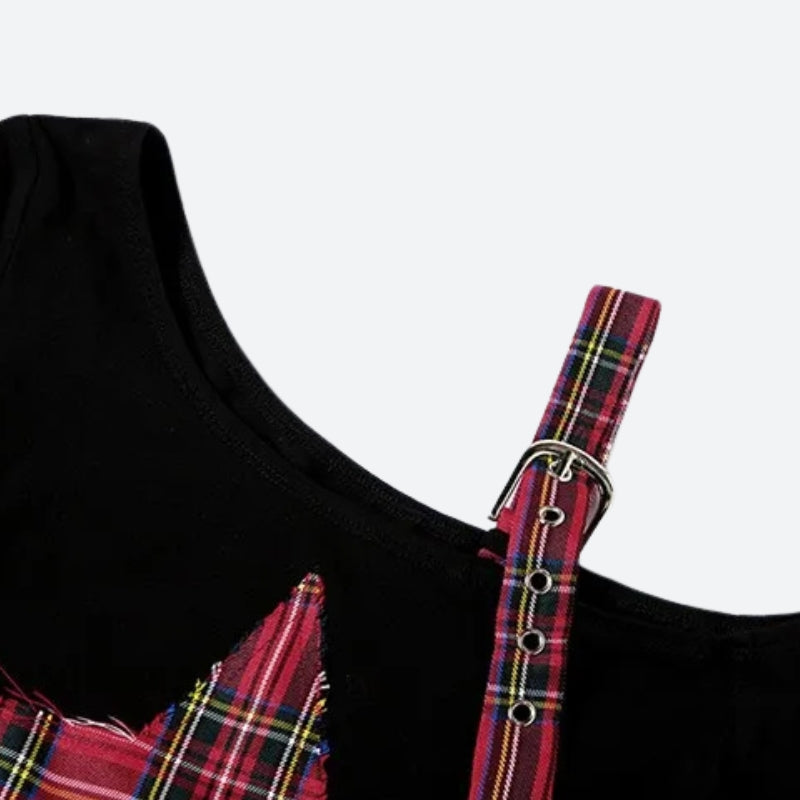 Winter Formal Outfits For Women Classy, Emo Style Ideas - Grunge Plaid Star Patch Top Winter Formal Outfits For Women Classy, Emo Style Ideas - Grunge Plaid Star Patch Top