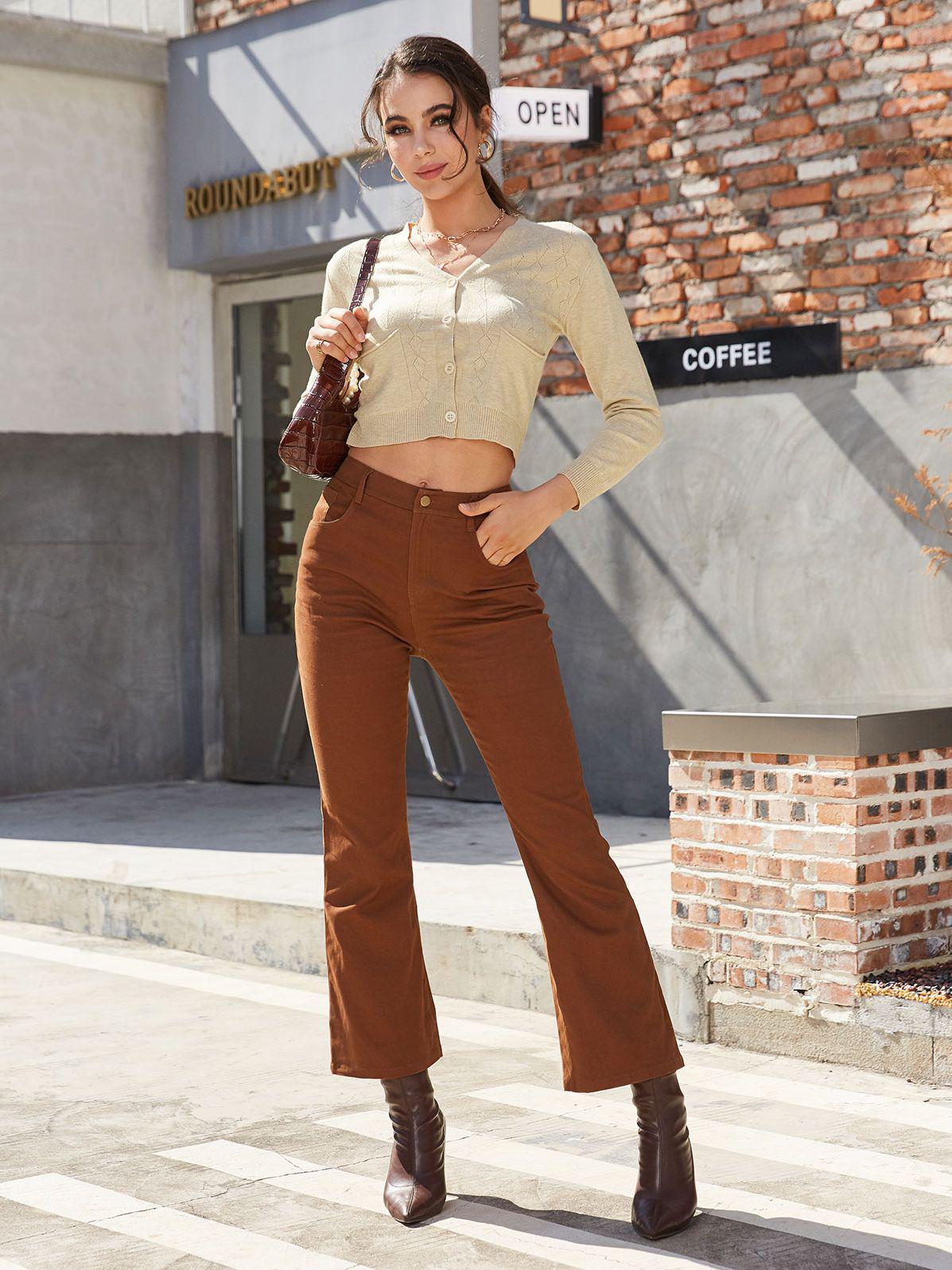 Winter Japan Outfit Women, Hongkong December Outfit - V Neck Crop Cardigan Winter Japan Outfit Women, Hongkong December Outfit - V Neck Crop Cardigan