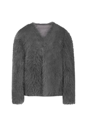 Winter Plush Faux Fur One-Piece Coat for Women - Thick Vintage Imitation Fox Fur, Eco-Friendly, Cozy Outerwear