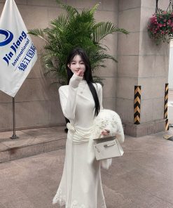 Winter White High Neck Knitted Top for Women - Slim Fit Floral Base Layer Sweater - Cozy Chic Fashion Essential