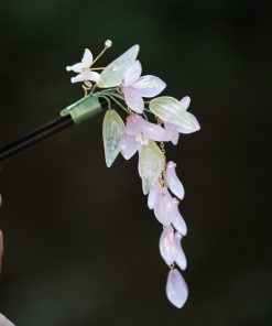 Wisteria Flower Hairpin - Ancient Style Floral Hair Accessory for Updos, Perfect for Hanfu and Qipao Bun Hairstyles