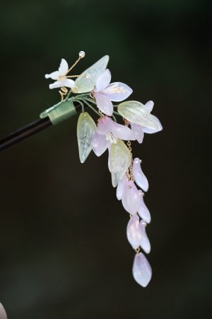 Wisteria Flower Hairpin - Ancient Style Floral Hair Accessory for Updos, Perfect for Hanfu and Qipao Bun Hairstyles