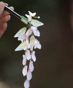 Wisteria Flower Hairpin - Ancient Style Floral Hair Accessory for Updos, Perfect for Hanfu and Qipao Bun Hairstyles