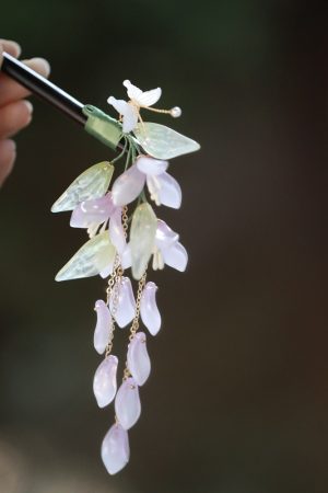 Wisteria Flower Hairpin - Ancient Style Floral Hair Accessory for Updos, Perfect for Hanfu and Qipao Bun Hairstyles