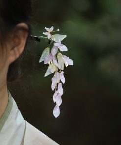 Wisteria Flower Hairpin - Ancient Style Floral Hair Accessory for Updos, Perfect for Hanfu and Qipao Bun Hairstyles