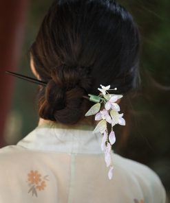 Wisteria Flower Hairpin - Ancient Style Floral Hair Accessory for Updos, Perfect for Hanfu and Qipao Bun Hairstyles
