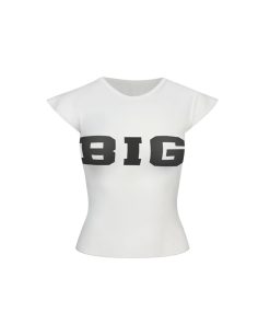 Witch Uniform Letter Slogan Slim Fit High Elastic Sports Jersey Short Sleeve T-Shirt Top for Y2K and Aesthetic Style