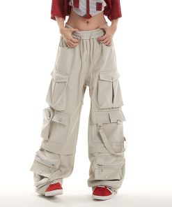 Women's 2025 Autumn American-Style Multi-Pocket Wide-Leg Work Pants - Trendy Loose Fit Hip-Hop Casual Trousers