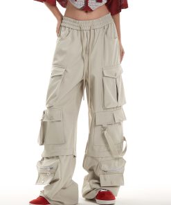 Women's 2025 Autumn American-Style Multi-Pocket Wide-Leg Work Pants - Trendy Loose Fit Hip-Hop Casual Trousers