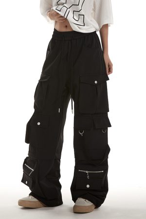 Women's 2025 Autumn American-Style Multi-Pocket Wide-Leg Work Pants - Trendy Loose Fit Hip-Hop Casual Trousers