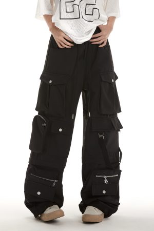 Women's 2025 Autumn American-Style Multi-Pocket Wide-Leg Work Pants - Trendy Loose Fit Hip-Hop Casual Trousers