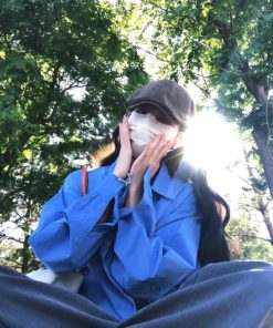 Women's 2025 New Pumpkin Blue Long Sleeve Casual Shirt - Loose Commuter Elegant Basic Top