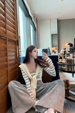 Women's 2025 Spring Summer Wide-Leg Casual Pants - Loose Fit Knitted Striped Design for Relaxation