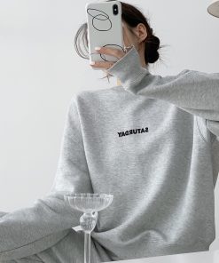 Women's 2025 Spring Two-Piece Casual Set - Letter Print Pullover Round Neck Sweatshirt & Long Pants - Y2K Style