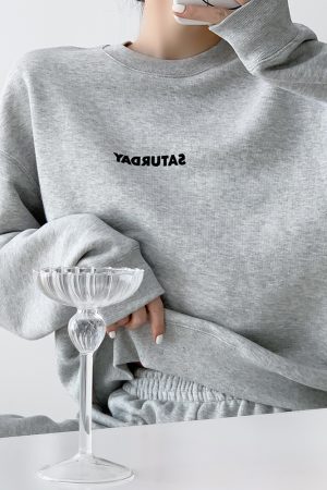 Women's 2025 Spring Two-Piece Casual Set - Letter Print Pullover Round Neck Sweatshirt & Long Pants - Y2K Style